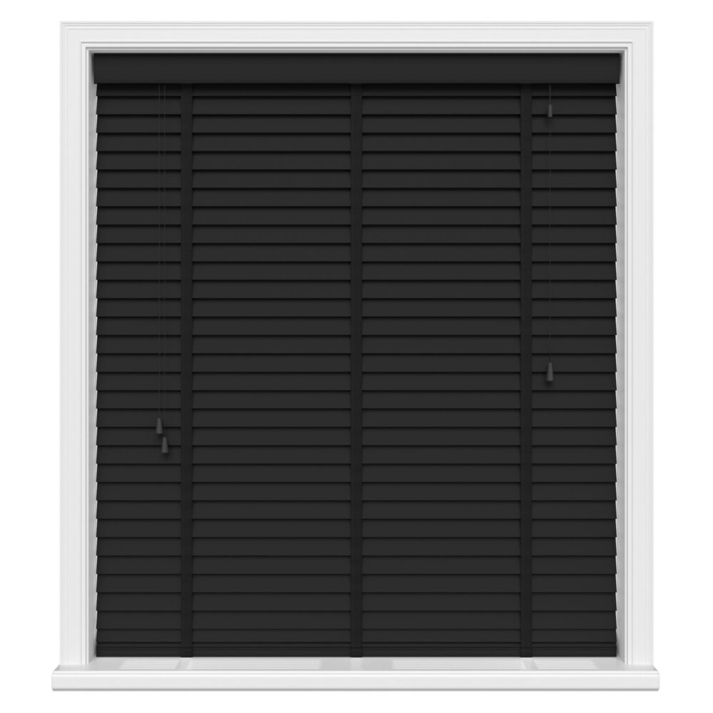 Charcoal Black Wood Venetian Blinds